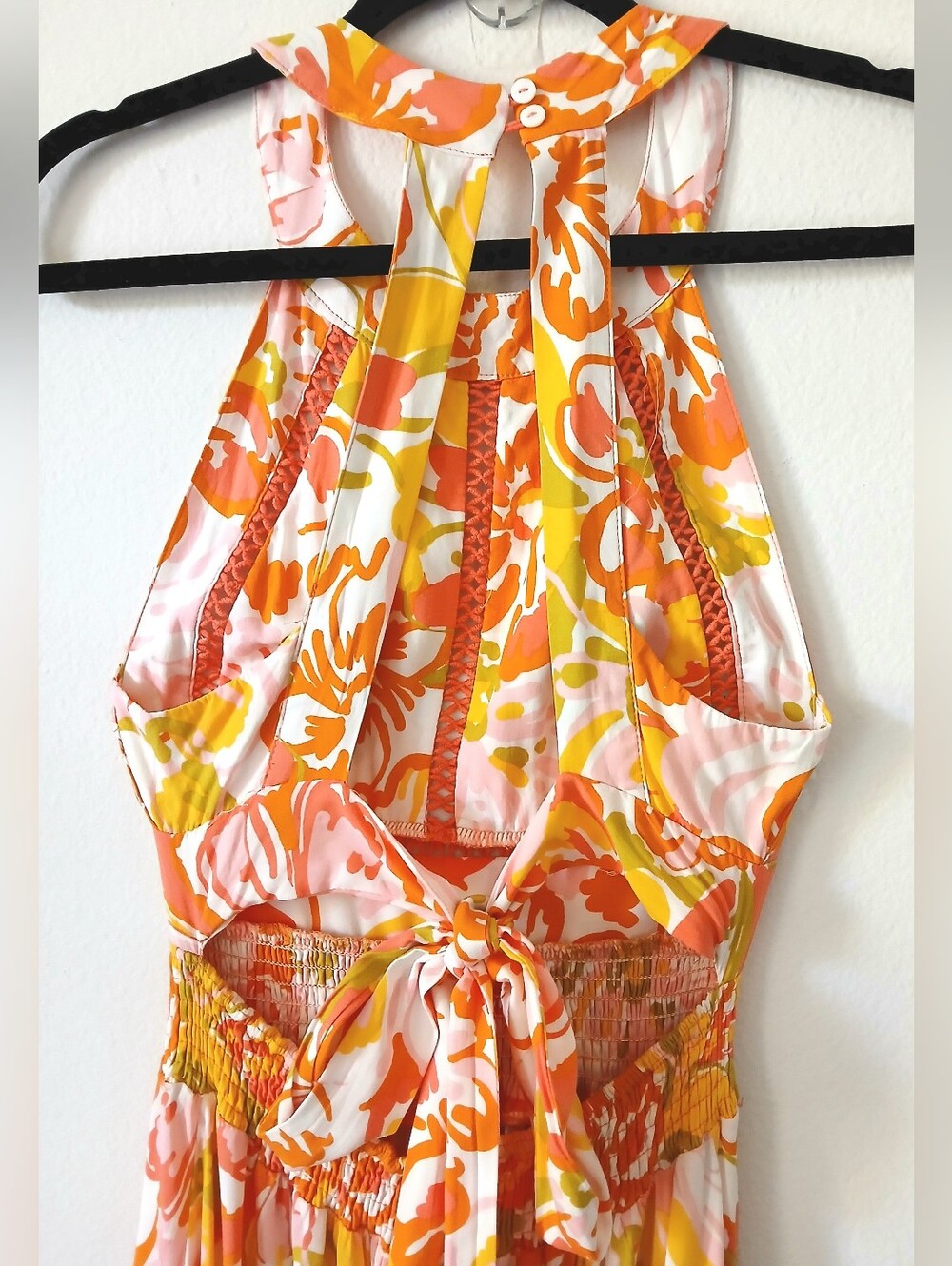 ABEL THE LABEL Floral Maxi Halter SUMMER Open Back Resort Dress Women's Size XS - Picture 9 of 11